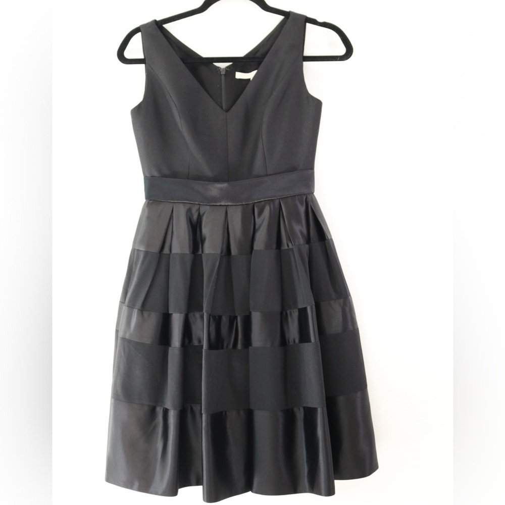 Halston Heritage black Stripe statement Dress evening gown cocktail gown Sz 0